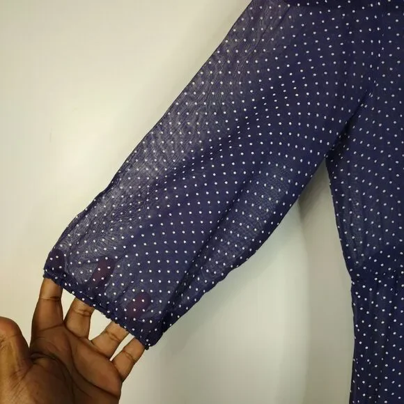 Union Made Vtg 1970s Polka Dot Semi Sheer Dress Sz 7 Prairie Square Dance Retro